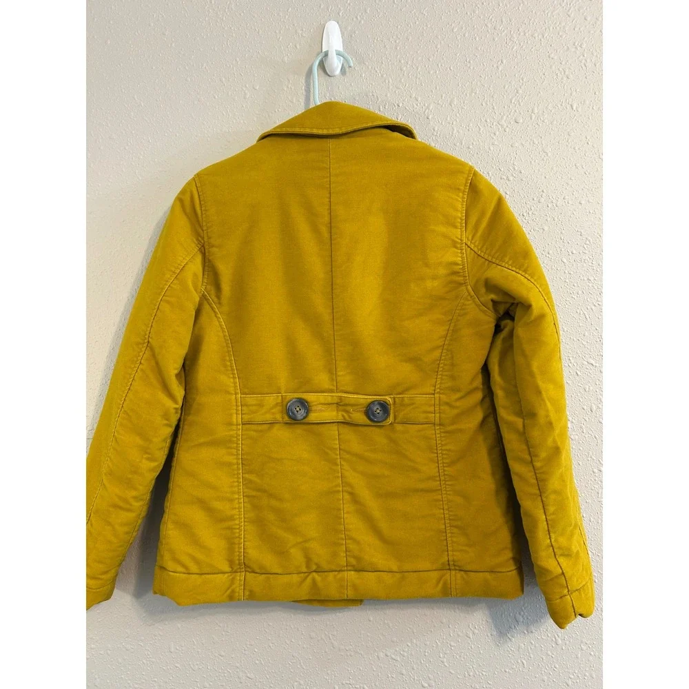 Mini Boden Yellow Pea‎ Coat preppycore Kids Size 13-14Y Cotton Striped Lining